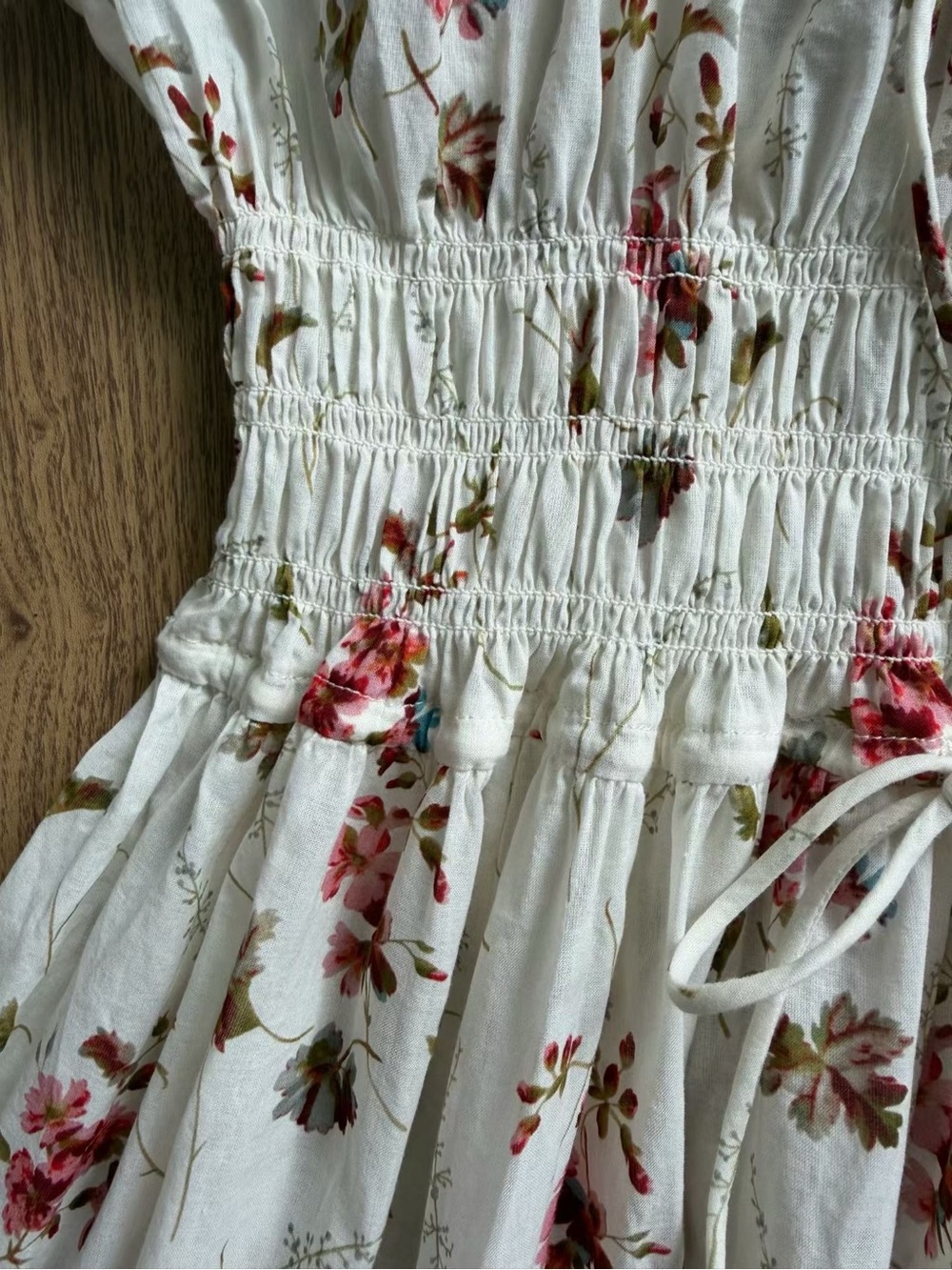 Doen Emmaretta Floral Shirred Organic Cotton Voile Dress, XS S M L - Picture 9 of 9